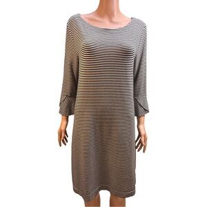 Three Dots Monochrome Black and White Striped Dress XL